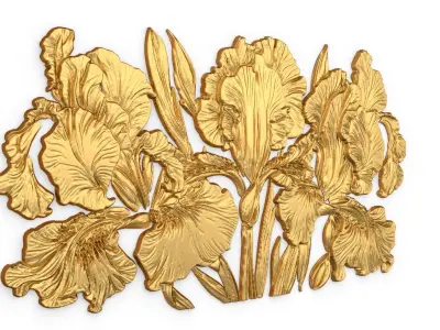 mural classic flowers decor ornament 14 3D model
