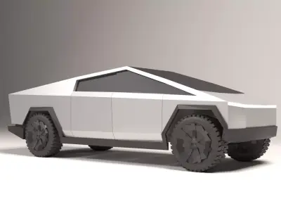 cybertruck low poly futuristic vehicle 3D model