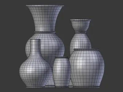 Old Rustic Decor Vase Set 3D model