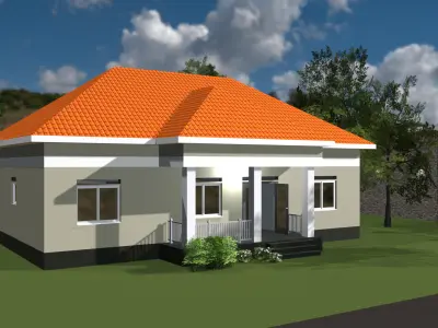 3 Bedroom house model Low-poly 3D model purchase