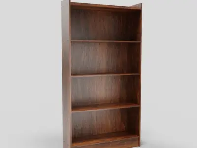 Tall Wooden 4-Row Shelf Low-poly 3D model