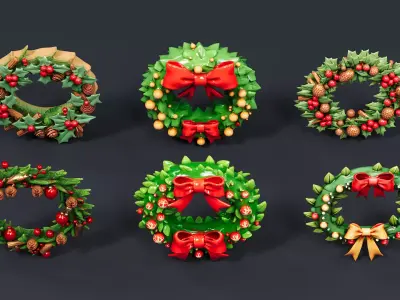 Christmas decoration wreath garland 3D model