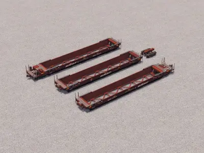 Gunderson Maxi-IV BNSF Double Stack Well Cars Low-poly 3D model