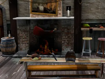  Wooden Tavern 3D Model Low-poly 3D model