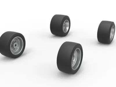 Wheel set of Asphalt Sprint car Scale 1 to 25 3D print model