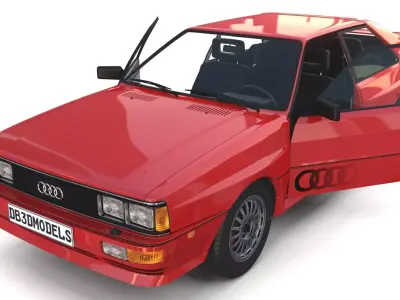 1981 Audi Coupe Quattro with interior Red 3D model