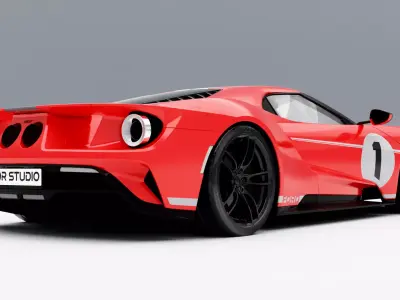 Ford GT Heritage Edition 2018 Low-poly 3D model