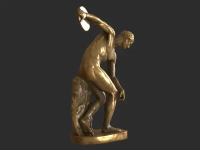 Discobolus Statue - Gold Low-poly 3D model