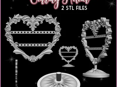 Baroque Earring Holder Jewelry Organizer 3D print model