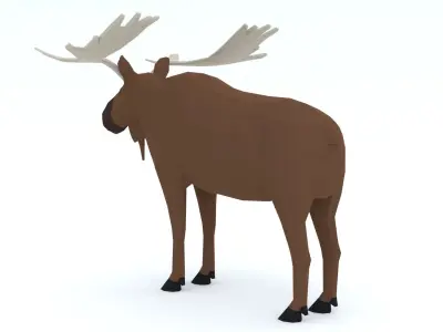 Low Poly Caretoon Moose Low-poly 3D model