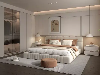 Modern Bedroom Scene 51 3D model