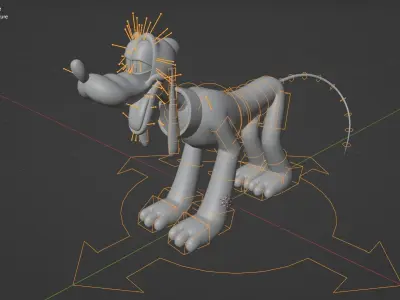 Pluto the Dog rigged 3D model