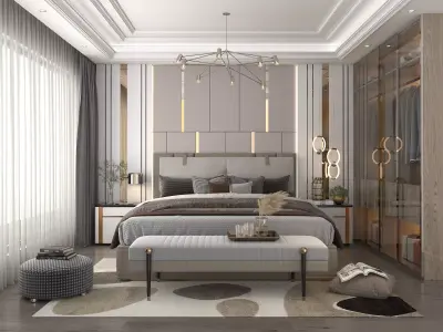 Modern Bedroom Scene 19 3D model
