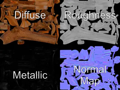 Spiral Fern Copper Decor Model Pack Low-poly 3D model