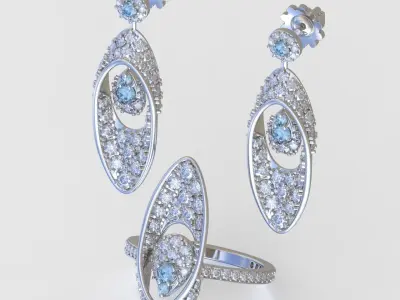 Ring and Earring  Set 3D printable model 0083 3D Model Pack