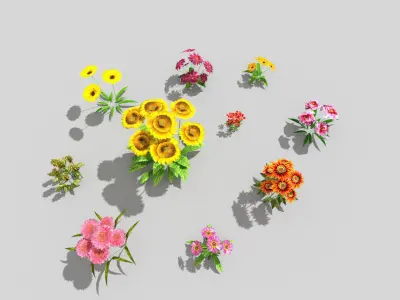10 low poly flowers pack Low-poly 3D model