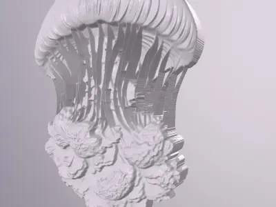 Jellyfish 5 basrelief for 3D printing 3D print model