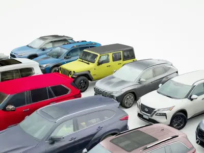 18 SUVs and VANs Low-poly 3D model