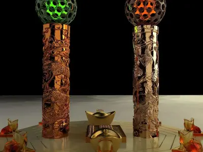 Chinese gold Ingot 3D model