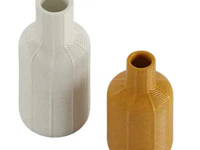 Artisanal Ceramic Vase Set 3D model