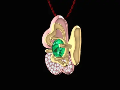 Luxury Clover Diamond Pendant  305 3D print model