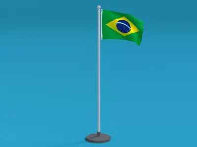 Low Poly Seamless Animated Brazil Flag Low-poly 3D model