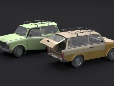 Trabant 601 Kombi 1965 Low-poly 3D model