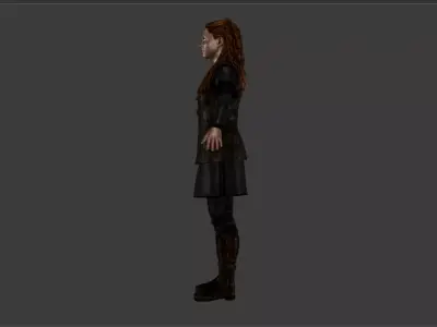 Medieval Warrior Woman Free low-poly 3D model