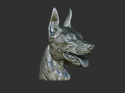 Doberman head 3D print model