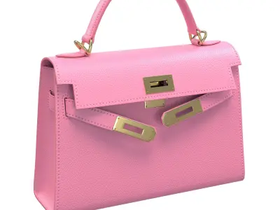 Hermes Kelly Bag Pink Leather Low-poly 3D model