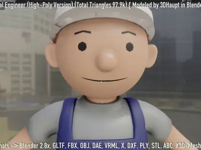 Electrical Engineer High-Poly Version Not Rigged 3D model