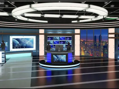 Virtual TV Studio News Set 27 3D model