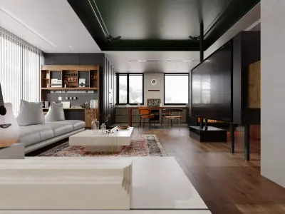 luxury living room dining room interior scenes  35 3D model