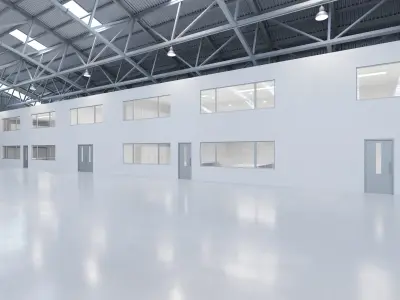Airplane Hangar Interior 8b Low-poly 3D model