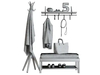 Hallway Floor Hanger Shelf Bench Pottery Barn Bag 3D model
