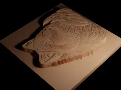 Arctic Fox Design CNC 3d Print High Relief Sand Casting 3D print model