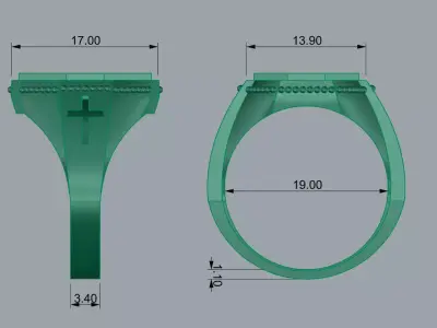 Cross Elegant Mens Ring  Jewelry  3D print model