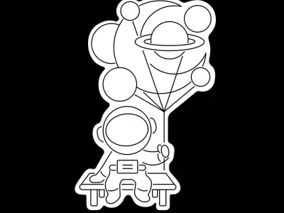 Balloon Astronaut Neon Sign 3D model purchase