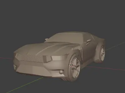 Stylized Muscular car Free low-poly 3D model