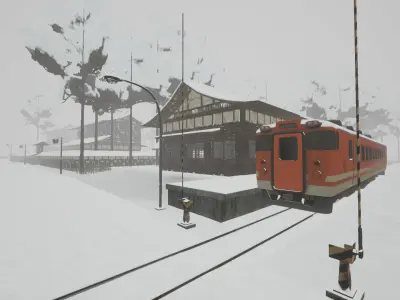 Retro Aesthetic Japanese Village Low-poly 3D model