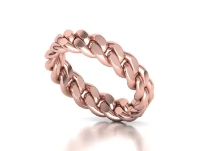 Cuban Link Chain Ring 5mm Wide ALL US-Chart FINGER SIZES 3D print model