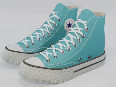 Basketball Leather Shoes Converse All Star Light Blue 3D model