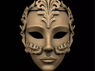 Ornamental 3D Mask Model  Elegant Decorative Cosplay  Display  3D print model