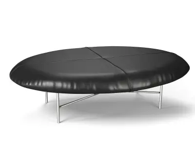 Leather Foot Stool - Black and White 3D model