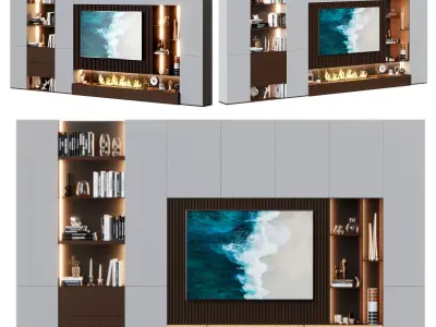 TV Wall set 173 3D Model 3D model