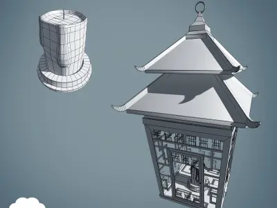 Chinese Lantern Game Ready Asset PBR Low-poly 3D model