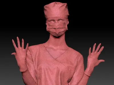 Surgical nurse ready for surgery 108 Low-poly 3D model