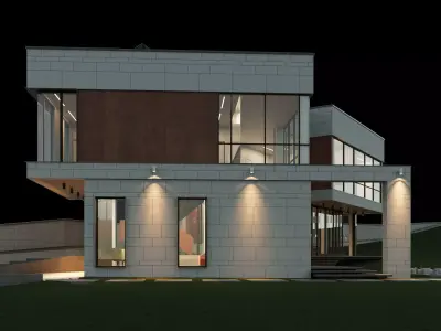 Modern house 2 with furniture 3D model