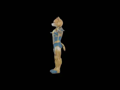 Humanoid Cat Soldier in Sci-Fi Armor VR  AR Low Poly Ready Low-poly 3D model