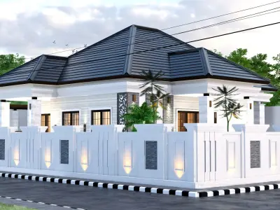 White Luxury Classic House full interior furniture  3D model